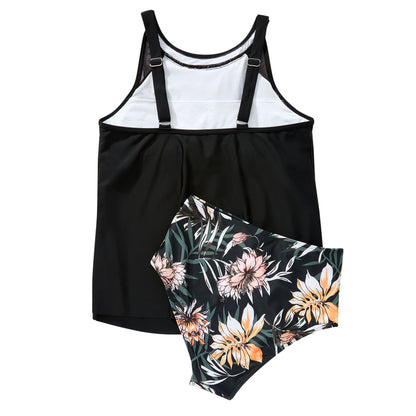 Women Tummy Control Tankini Bathing Suits High Waisted Padded Swimwear Plus Size Beachwear Swimsuit Bikini Sets Female