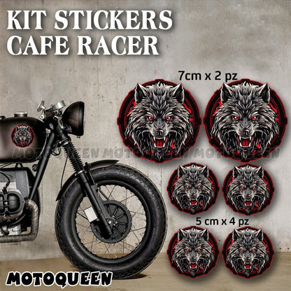 Kit de Adesivos para Tanque de Moto, Para-brisa e Capacete com Estampa de Lobo - para Carros Retrô, Honda, Kawasaki, Suzuki, Harley, Pilotos e Motoqueiros