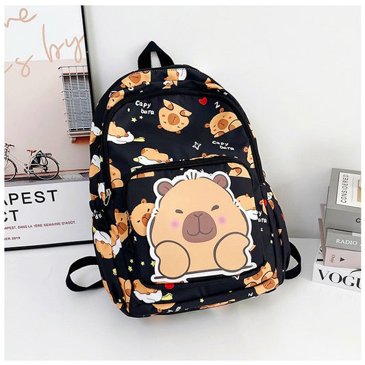 Cute Large-capacity Capybara Kids Backpack Cartoon Breathable Waterproof Ultra-light Student Backpack Suitable for Preschool