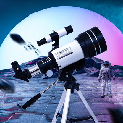 Telescópio 70mm Abertura 300mm para Iniciantes em Astronomia - Telescópio FM70300 com Tripé e Acessórios, para Observação da Lua e Estrelas