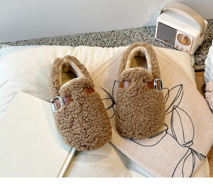 Winter Children's Shoes 2025 New Girls Fluffy Cotton Shoes Soft Bottom Non-slip Kids Fashion Simple Plush Shoes Trend Versatile