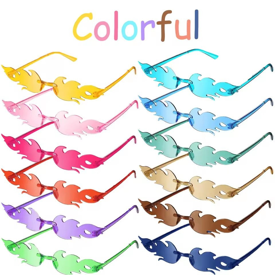 12-60pcs Fashion Fire Flame Glasses Fire Shape Sunglasses Fire Sunglasses Party Decor for Summer Shower Wedding Halloween Cos