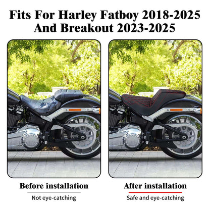 Banco do passageiro do motorista de duas pessoas da motocicleta Selim do piloto Banco dianteiro e traseiro para Harley Softail Fat Boy 2018-2025 Breakout FXBR 2023-25