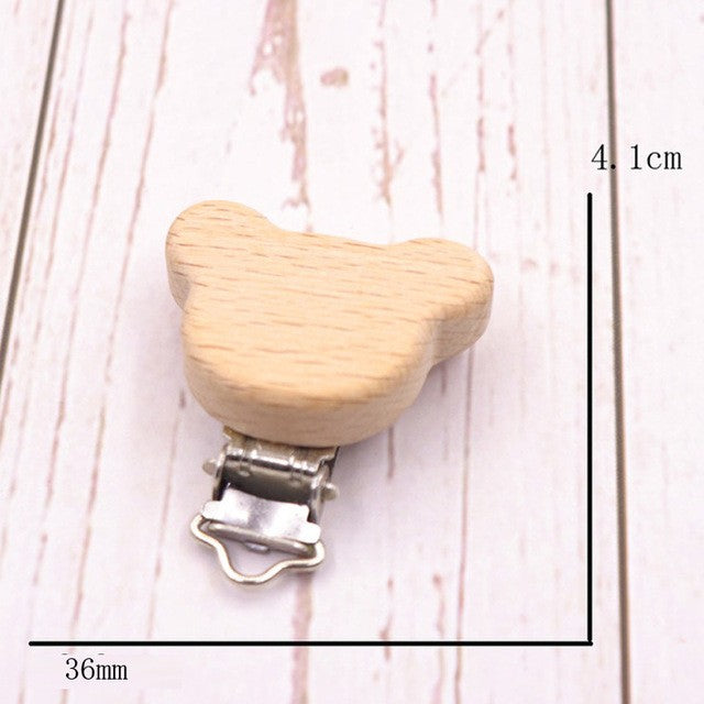 5PCS Wooden Rabbit Pacifier Clip Baby Accessories Wooden Animal Pacifier Metal Holder Elephant Pacifier Wooden Baby Teeth