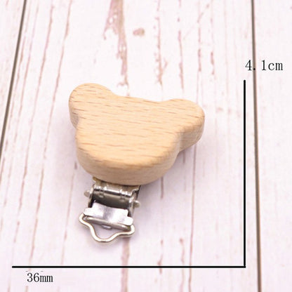 5PCS Wooden Rabbit Pacifier Clip Baby Accessories Wooden Animal Pacifier Metal Holder Elephant Pacifier Wooden Baby Teeth
