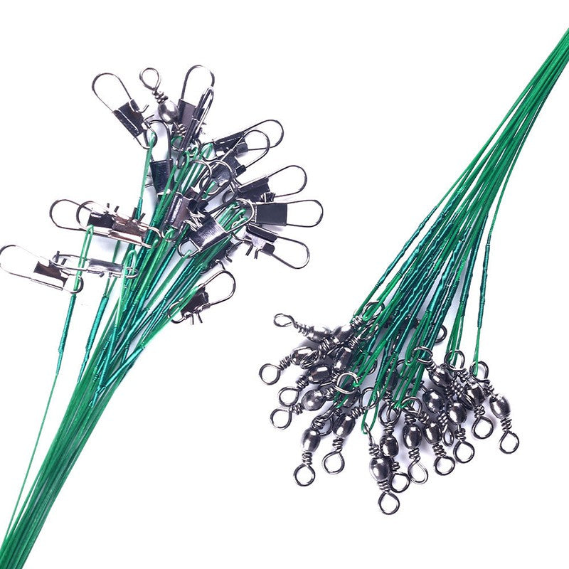 Linha de Pesca de Aço Anti-Mordida com Força de Tração Super Forte, Líder de Aço com Gira Giratória, Chumbada de Pesca 200/100/60/20Pcs