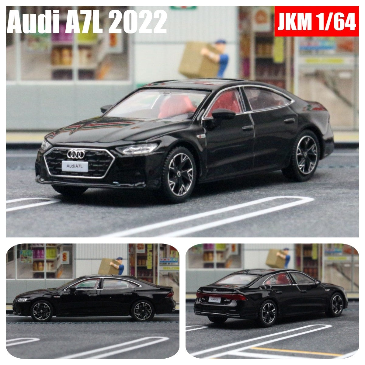 JKM 1/64 Audi A8 A7 Modelo Miniatura 1:64 Carro de Brinquedo Premium Roda Livre Coleção de Liga Fundida Adequado para Hot Wheels Mini GT