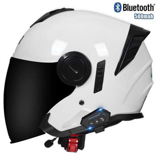 Motorcycle 3/4 Helmet Bluetooth Dual Visor DOT Approved Riding Helmet for Electric Bike and Motorbike