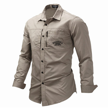 Cargo Shirts For Men Military Style Casual Long Sleeve Tactical Shirts Men's Spring Pocket Button Male Shirts Letter Embroidery