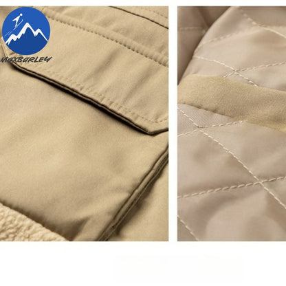 Maxbarley 2025 Winter Cotton Padded Jacket Men Brand Trendy Lambskin Cold-proof Windproof Jacket Casual Camping Ski Fleece Parka