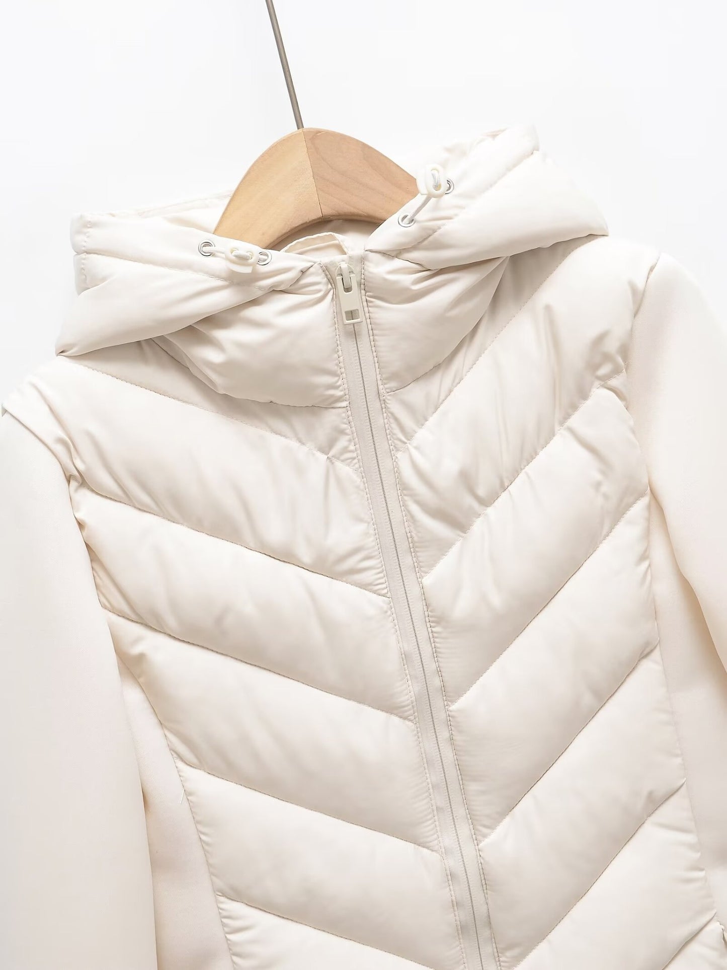 BSK&TRAF autumn and winter new women's hooded air cotton long-sleeved slim stitching light quilted down cotton jacket for women
