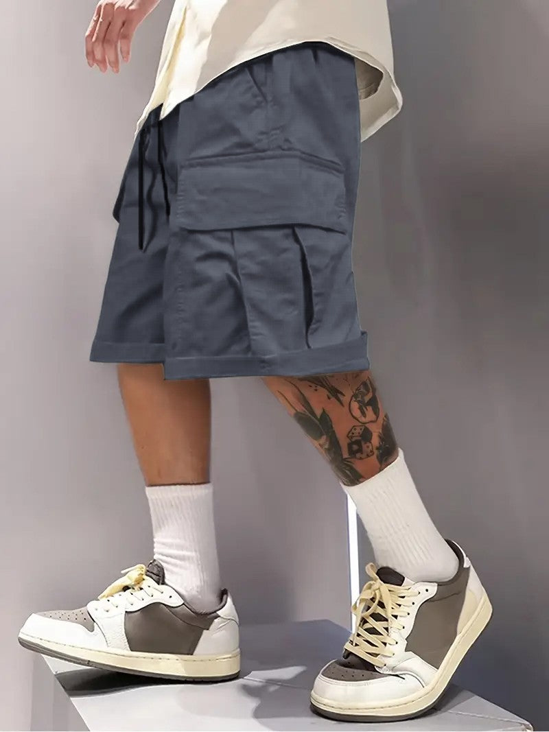 Summer Men's Cargo Shorts, Casual, Versatile and Fashionable, Three Colors Available, Multi-Pocket Design, Suitable for Casual Outings