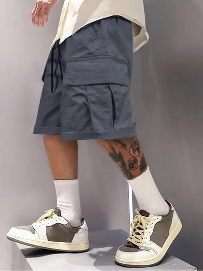 Summer Men's Cargo Shorts, Casual, Versatile and Fashionable, Three Colors Available, Multi-Pocket Design, Suitable for Casual Outings