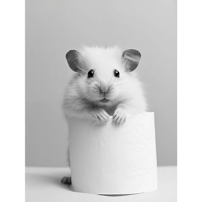 Black and White Cute Animal and Toilet Paper Poster Lion Owl Cat Dog Canvas Painting Wall Art Bathroom Living Room Home Decor