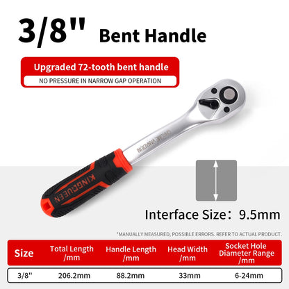 Chave Catraca Rápida Fosca Resistente a Óleo 72 Dentes Unidade de 1/4 3/8 1/2 Polegadas Soquete Bidirecional Chave Voadora Ferramenta Manual DIY de Reparo