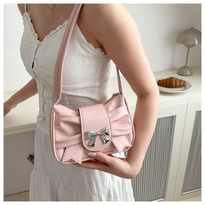 Trendy Bow Shoulder Bag Handbag Casual Underarm Bag Daily Commuting Bags PU Leather Lady Banquet Bag Business Women's Bags
