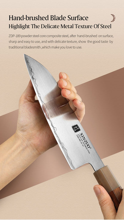 XINZUO 4PCS Kitchen Knives Set Japanese ZDP-189 Composite Steel 65-67 HRC Chef Knife Bread Nakiri Santoku Utility Cooking Tools