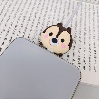 Disney Anime Mickey Mouse Charger Cable Protector Kawaii Stitch Minnie Usb Data LineHead Protection Cover Gifts