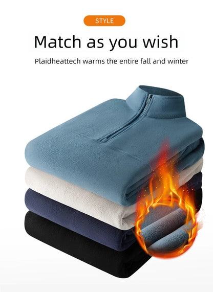 2025 New Style Stand Collar Sweater Half Zipper Pullover Long Sleeve Polar Fleece Men's Autumn And Winter Thick Base Warm