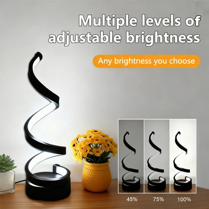 Modern Spiral Table LED Night Light Dimmable Table Lamp Living Room Bedside Lamp RGBW Study Office Bedroom Decoration