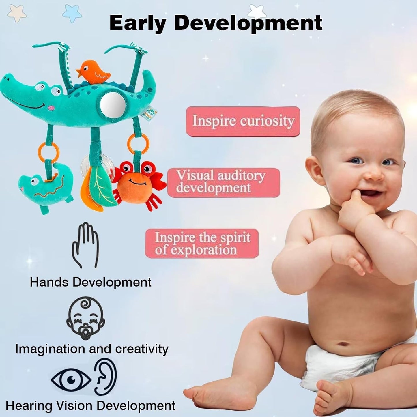 Brinquedos de Arco para Carrinho de Bebê, Brinquedo para Pendurar no Assento do Carro, Pelúcia Macia para Bebês com Som de Sinos de Vento, Bonecos para Bebês, Presente para Recém-Nascidos