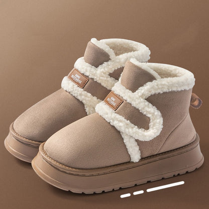Thick Soled Snow Boots For Women Fluffy Plush Faux Fur Soft Slippers Winter Indoor Comfortable Home Non-slip Cotton Shoes