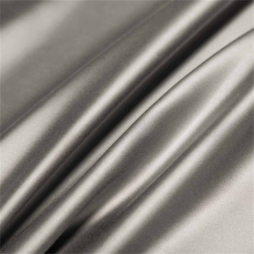 Lofuka Luxuoso Conjunto de Cama Cinza Escuro 100% Seda Pura Capa de Edredom Lençol Fronha para Sono Saudável Casal Queen King