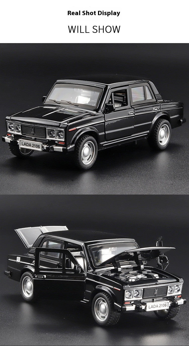1:32 LADA 2106 Liga Clássica Modelo de Carro de Brinquedo de Metal Fundido Som e Luz Puxar para Trás Brinquedo Infantil Miniatura Modelo de Veículo Presente para Crianças