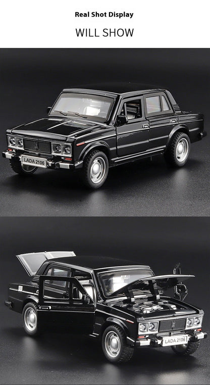 1:32 LADA 2106 Liga Clássica Modelo de Carro de Brinquedo de Metal Fundido Som e Luz Puxar para Trás Brinquedo Infantil Miniatura Modelo de Veículo Presente para Crianças
