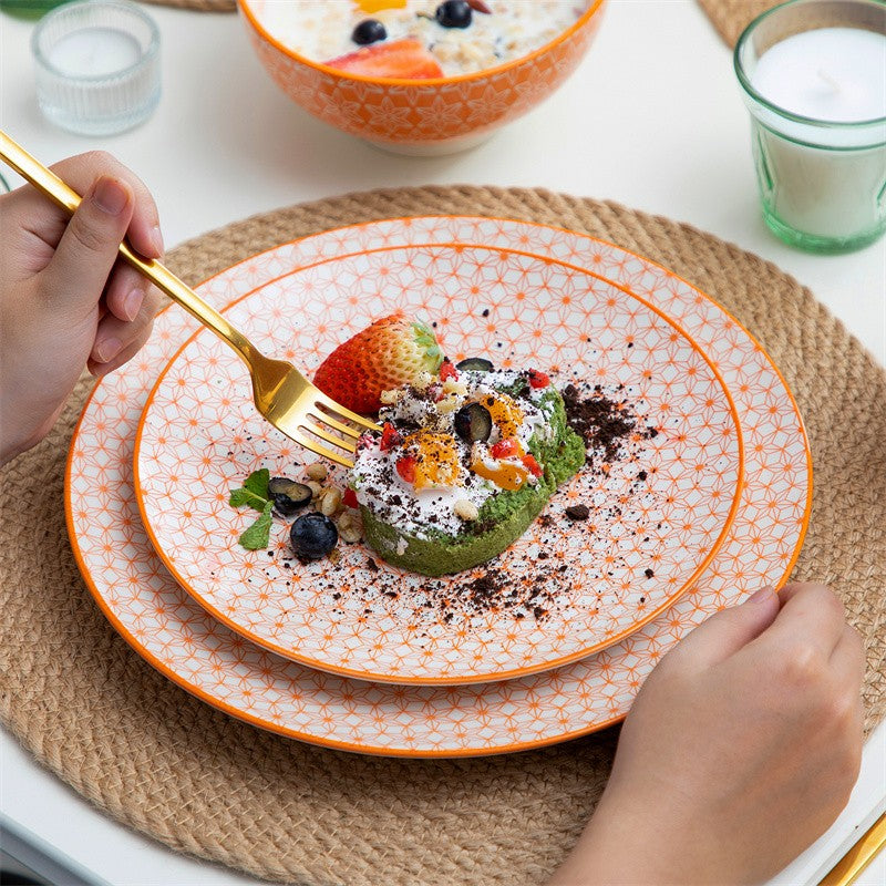 16Pieces Porcelain Multi-Colour Japanese-style Dinnerware Set with 4*Dinner Plate,Dessert Plate,Bowl,Mug Ceramic Tableware Set