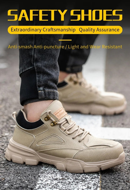 Sapatos de Segurança Masculinos de Alta Qualidade com Fivela Rotativa de Arame de Aço, Tênis de Trabalho Indestrutíveis, Antiesmagamento, Antiperfuração