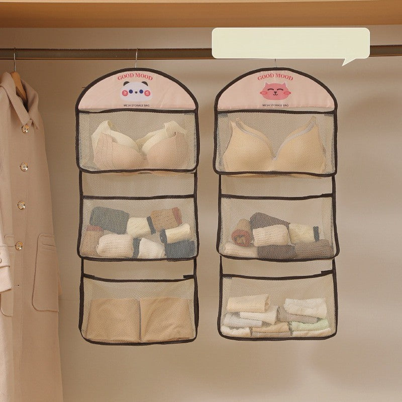 Wardrobe storage hanging bag bedroom large capacity underwear sockscartoon storagebag householddoor storage hangingbag practical