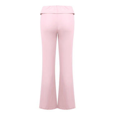 Women'S Fashion Solid Color Slim Fit Slim Reverse Waist Low Waist Elastic Waist Flare Pants Pantalones De Mujer Cintura Alta