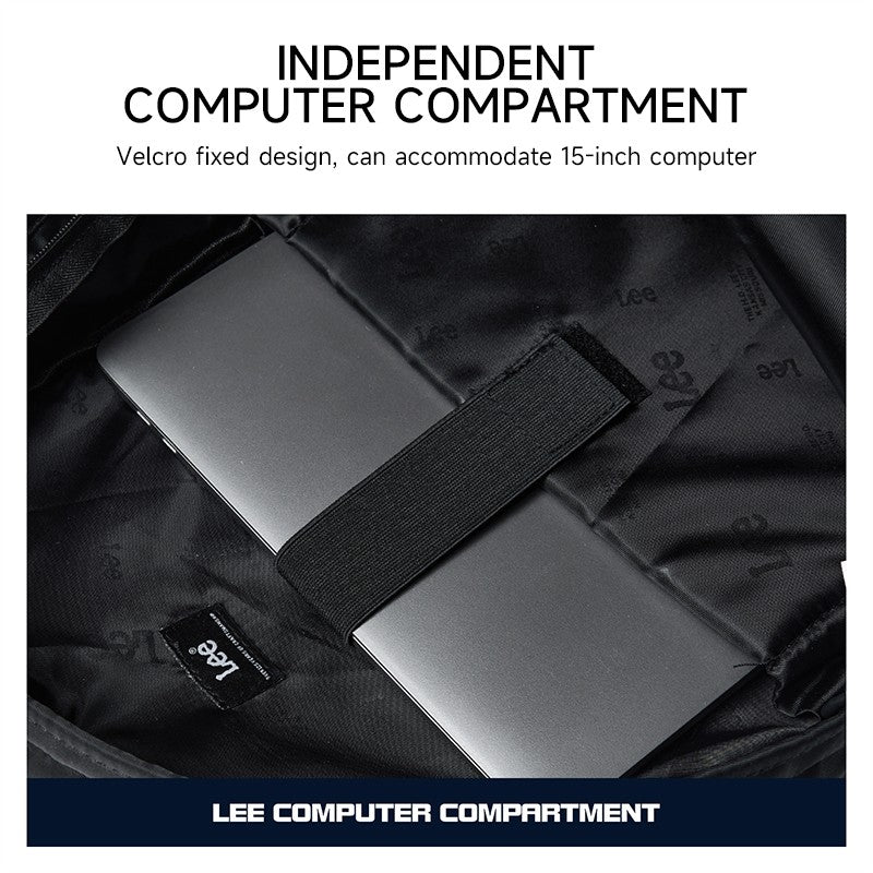 Mochila LEE de grande capacidade para viagem, para notebook de 15,6 polegadas, à prova d'água, de nylon casual, para adolescentes, faculdade, escola, masculino e feminino