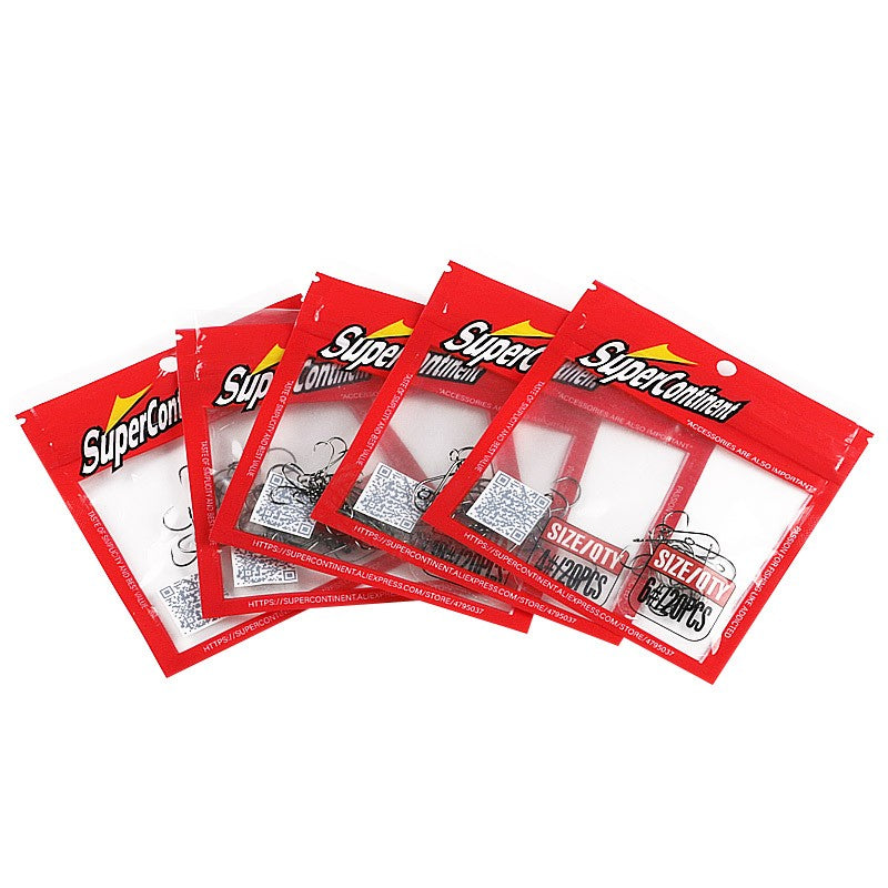 Supercontinent Barb Hook Fishing hook big ring Carbon Steel Single Hooks tackle  Worm Hooks With big eyes Ring 20pcs