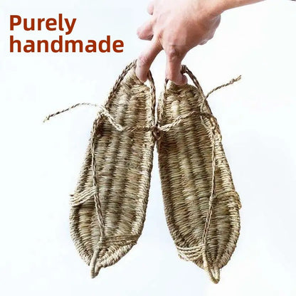 Handwoven Retro Tie-Dye Men's Sandals Comfortable Breathable Performance Slippers Versatile All-Season Flat Knot Slip-On Shoes