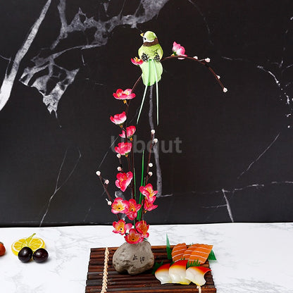 Bandeja de prato para frutos do mar, Barco de Sushi, Plantas de Flores Decorativas, Concepção Artística, Pequeno Ornamento Decorativo, Flor de Pêssego Criativa