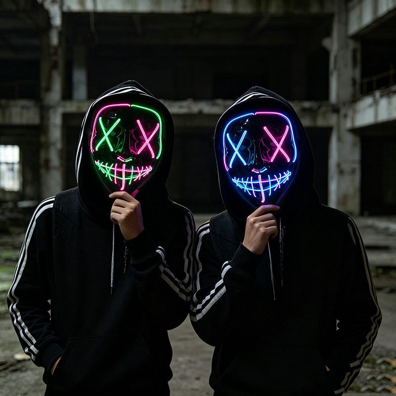 Wireless LED Purge Mask Halloween Horror Party Carnival Cosplay Costume Props Halloween Purge Masks 10 Colors LED Mask Men Women