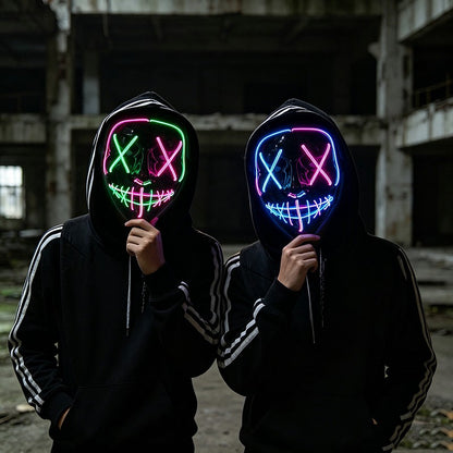 Wireless LED Purge Mask Halloween Horror Party Carnival Cosplay Costume Props Halloween Purge Masks 10 Colors LED Mask Men Women
