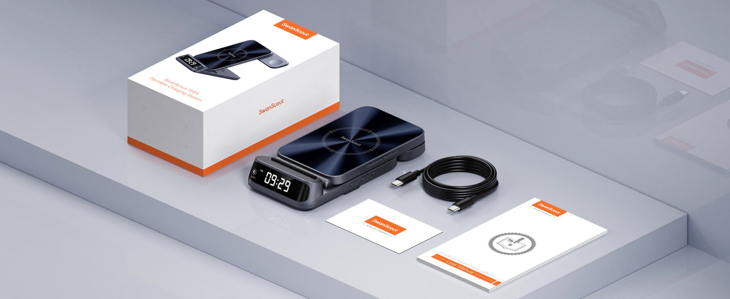 SwanScout 708S Charging Station for Samsung S25 S24 Ultra S23 Z Flip 7 Fold 6 5 Wireless Charger for Galaxy Watch 8 7 for Buds 3