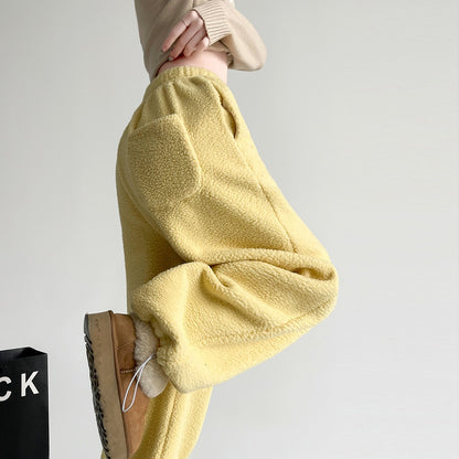 2025 New Winter Velvet Thick Pants Men Warm Straight Casual Pants Streetwear Loose Wide Leg Pants Thicken Lamb Wool Trousers