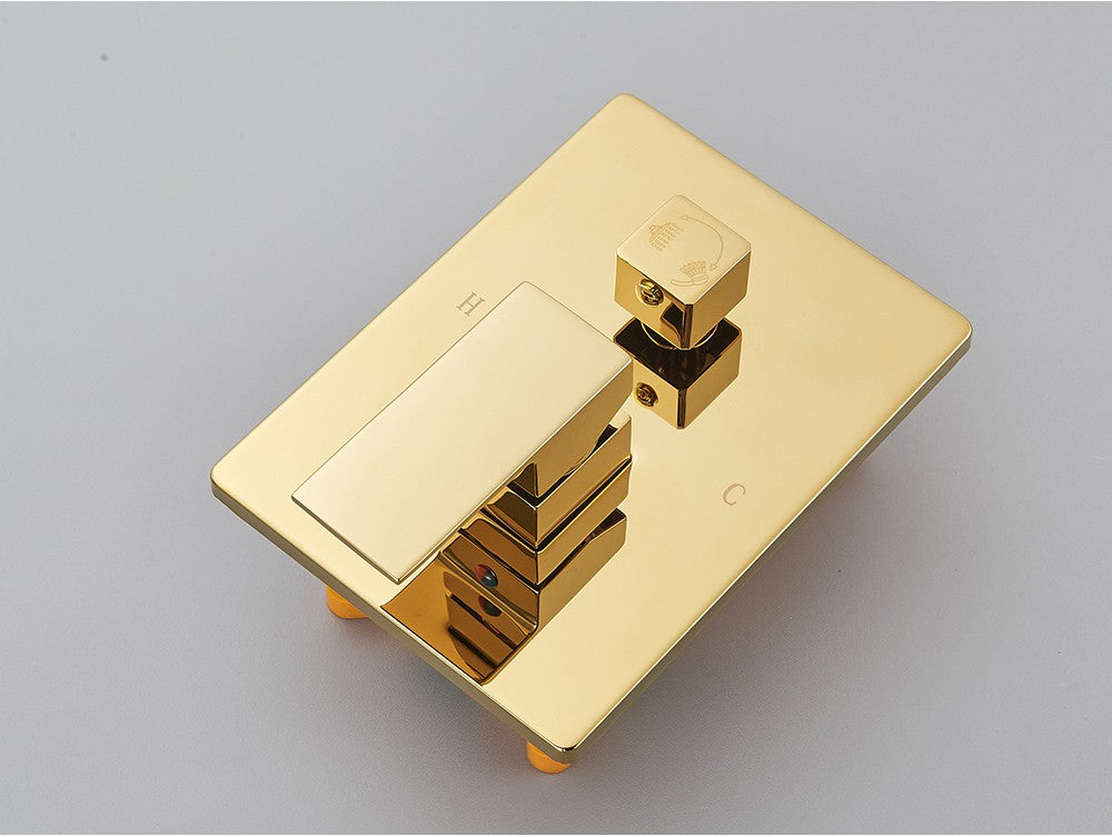 Golden Shower Faucets Set 2-Ways Rainfall Shower System Wall Mounted Shower Head Bathroom Bathroom Tap Shower Mixers Concealed