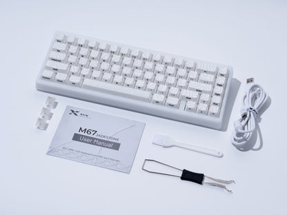 Teclado Mecânico XVX M67 JadeStone com Teclas IMD-Tech Hot Swappable Design Gasket Teclado com Retroiluminação RGB Personalizada Tri-Modo
