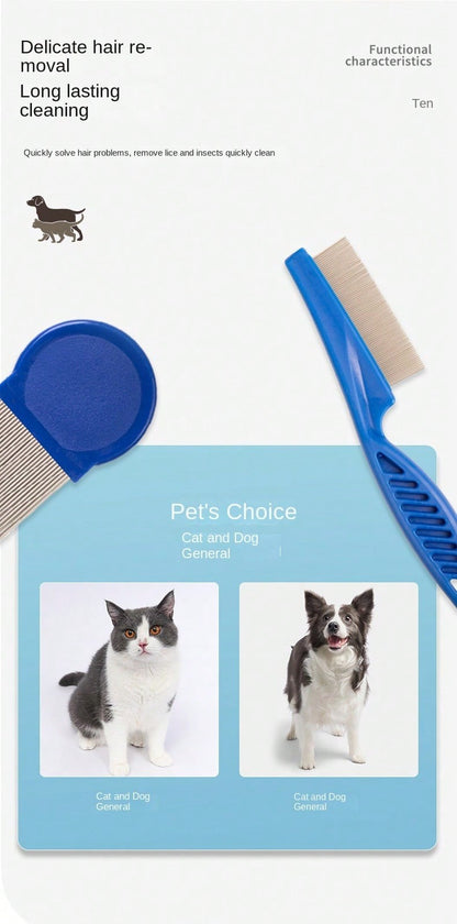 Pente para pulgas e piolhos, pacote com 4, pentes de aço inoxidável para cães e gatos com dentes arredondados, remoção profissional de manchas de lágrima de animais de estimação com dupla face