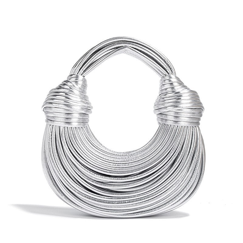 2024 New Gold Handbags for Women Luxury Designer Brand Handwoven Noodle Bags Rope Knotted Evening Clutch Underarm Dumpling Bag