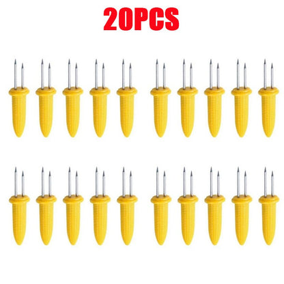 10pcs Fork Corn Skewer Stainless Steel Corn Holders Corn On The Cob Skewers Fruit Forks Outdoor Camping Cooking Barbecue Tool