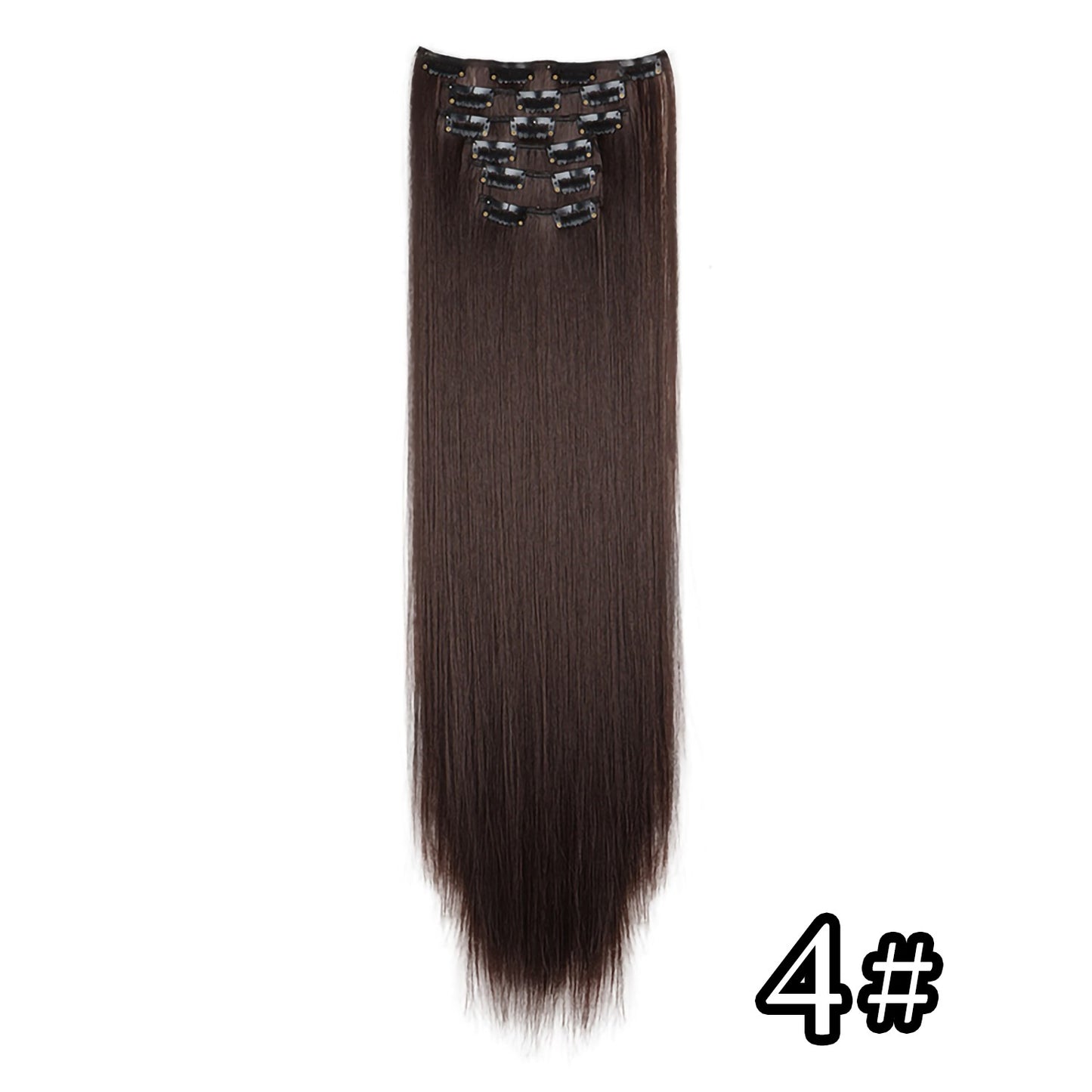 Apliques de Cabelo Natural de 24 Polegadas Cabelo Sintético para Mulheres Kit de Fios de Cabelo 16 Tic-Tacs em 6 Peças Apliques Mechas de Cabelo
