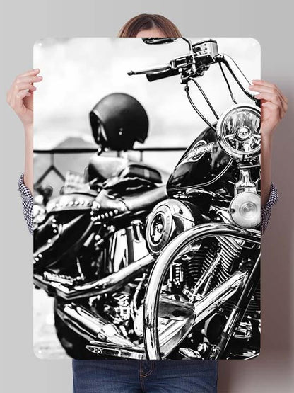 Letreiro de Flandres H-Harley Pôster de Motocicleta Decoração Estética de Quarto Masculino Placas de Metal Personalizadas para Garagem Decoração de Parede Retrô para Casa