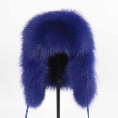 2025 Novo Chapéu Feminino Ushanka Russo de Pele de Raposa Natural Inverno Grosso Quente Orelhas Moda Chapéu Bomber Senhora Gorro Genuíno de Pele de Raposa Real