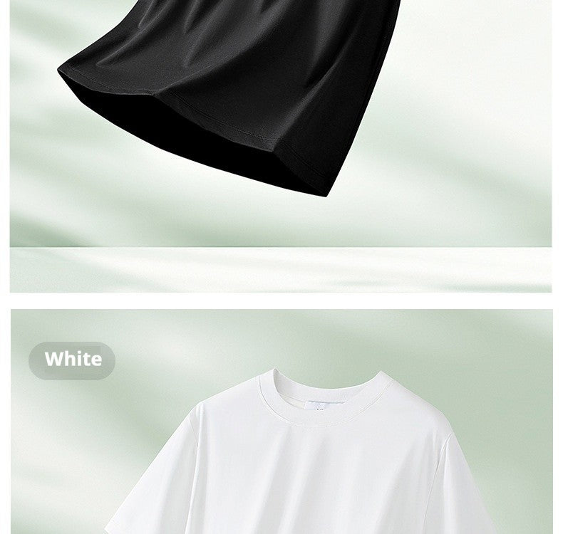 64% Cotton 25% Bamboo Fiber Cool T Shirt Men Short Sleeve Summer Tops For Men Round Neck Skin Friendly Solid Color Male Clothes